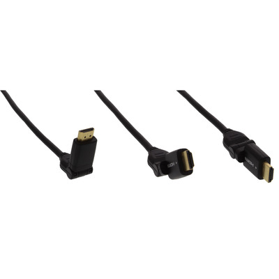 InLine® HDMI-HS Kabel m. Eth., ST/ST, verg. Kon., schwarz, flex. Winkelst., 3m (Produktbild 2)