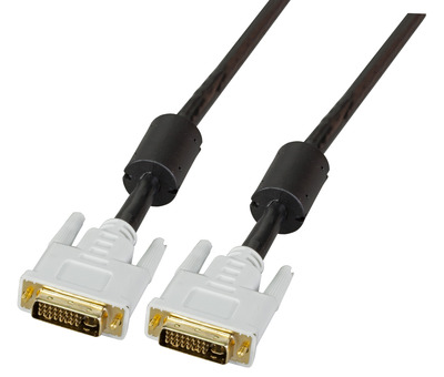 DVI-I Dual Link Kabel + Analog, 2x DVI-l -- 24+5, St.-St., AWG 28, 5,0m, schwarz