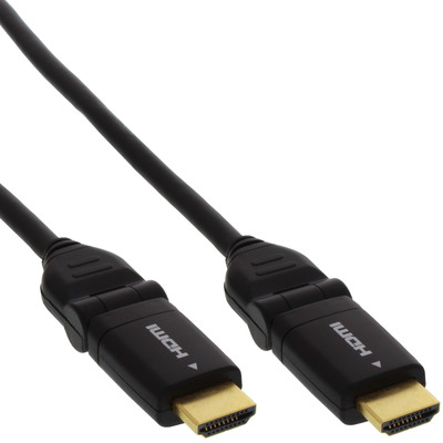 InLine® HDMI-HS Kabel m. Eth., ST/ST, verg. Kon., schwarz, flex. Winkelst., 3m (Produktbild 1)