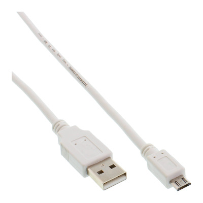 InLine® Micro-USB 2.0 Kabel, USB-A Stecker an Micro-B Stecker, weiß, 1m (Produktbild 1)
