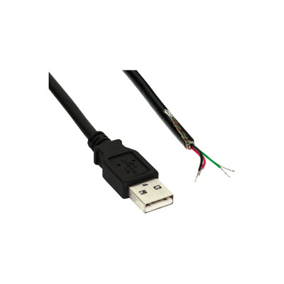 InLine® USB 2.0 Kabel, A an offenes Ende, schwarz, 2m, bulk (Produktbild 1)